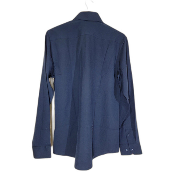 Men's Ted Baker Navy Blue Long Sleeve Button Shirt - Medium 15-15.5 - Picture 2 of 8